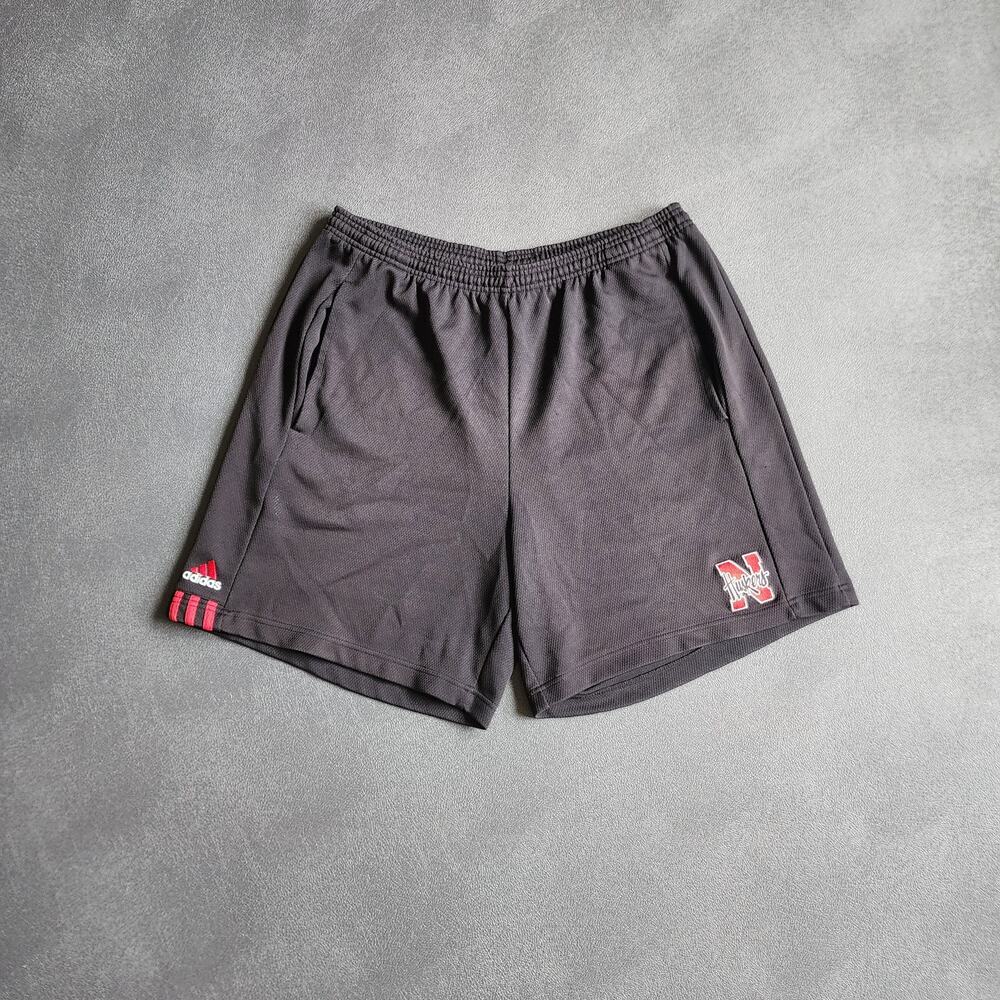 Vintage 90's Adidas Nebraska Cornhuskers Black Drawstring Shorts XL